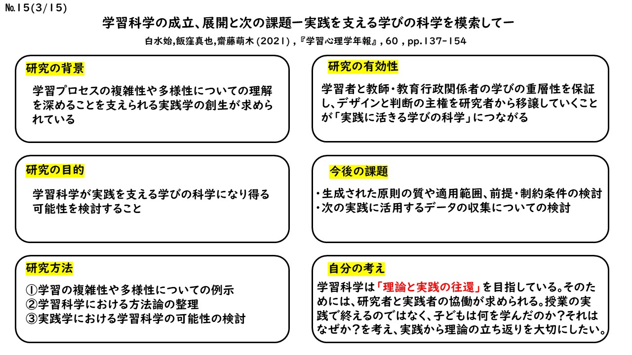 論文紹介：15本目】学習科学の成立 , 展開と次の課題―実践を支える学びの科学を模索して― | たつやラボ